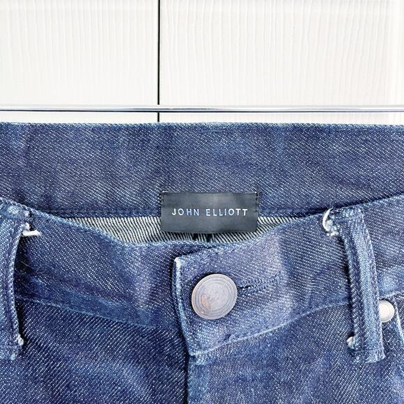 John Elliott Dark Wash Button Fly Straight Leg Selvedge Jeans - Picture 3 of 11